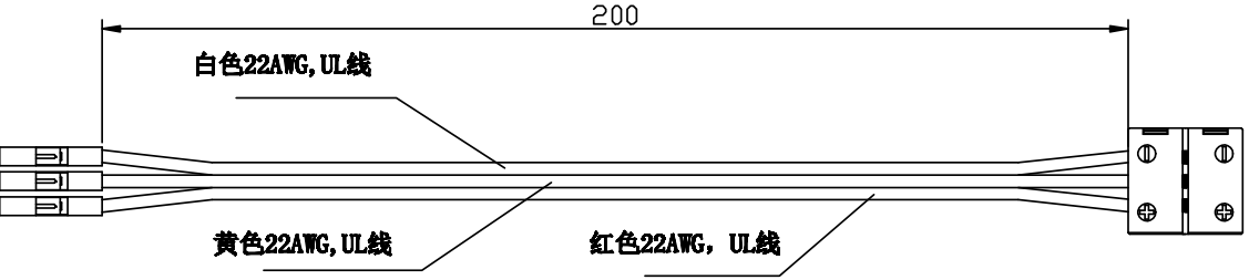 3PIN单头带线灯带连接器尺寸图