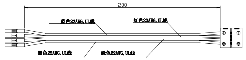 4PIN单头带线灯带连接器尺寸图